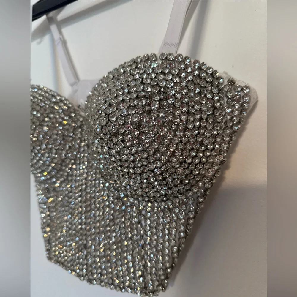 Windsor Silver Sequin Sleeveless Crop Top - Picture 7 of 16